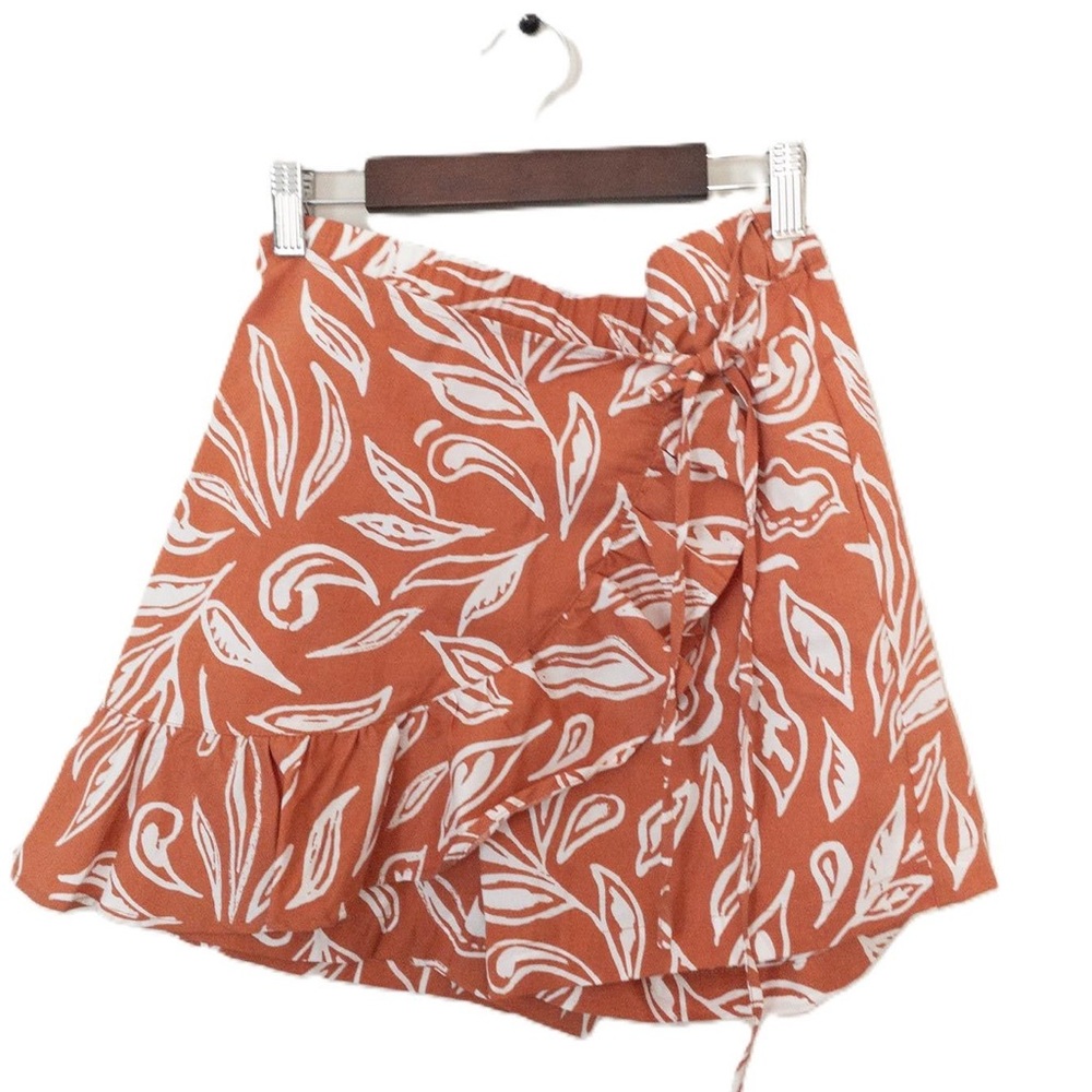 G By Giuliana Rust Orange Leaf Print Skort Size XS Summer